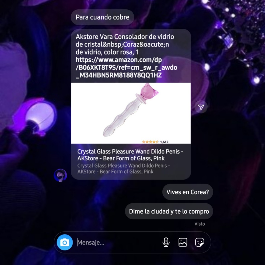 Yukii404's tweet photo. My idol 🎤 KookGiAU

Y¤¤ngi lleva unos meses usando el chat con su cantante favorito, Jungk¤¤k, como block de notas, pero para su mala (o buena) suerte, este responde al mensaje que le envió con el link de compra a un juguete sexual. https://t.co/gScjwnpeO2