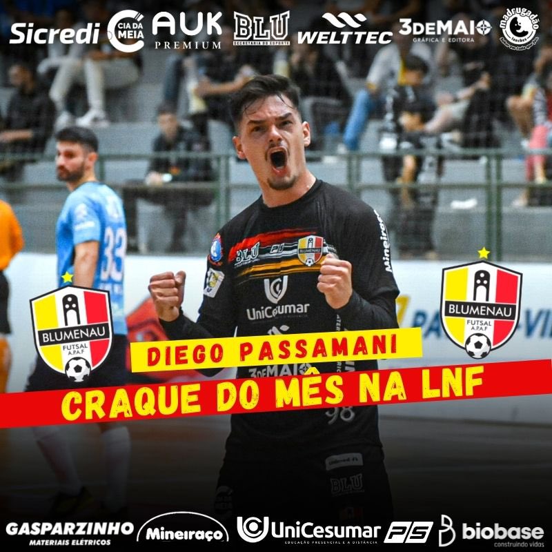 blumenaufutsal's tweet photo. O CRAQUE DE ABRIL É NOSSO 💪🏽

Por votação popular o nosso fixo, Diego Passamani faturou o prêmio de craque de Abril na LNF.

Essa é uma conquista não só pessoal do atleta, mas de toda a equipe, então parabéns “esquadra alemã”.

#Blumenau #Futsal #SantaCatarina #blumenaufutsal https://t.co/tXMG2rGNyr