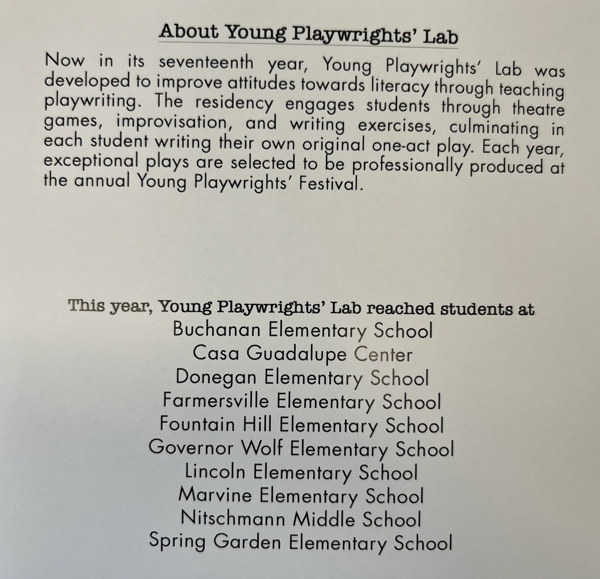 Looking forward to seeing 9 plays written by @BethlehemAreaSD students and performed at @TstoneTheatre’s 17th Annual Young Playwrights’ Festival on May 21. #BuildingBethlehem #AnyGivenChildBethlehem
