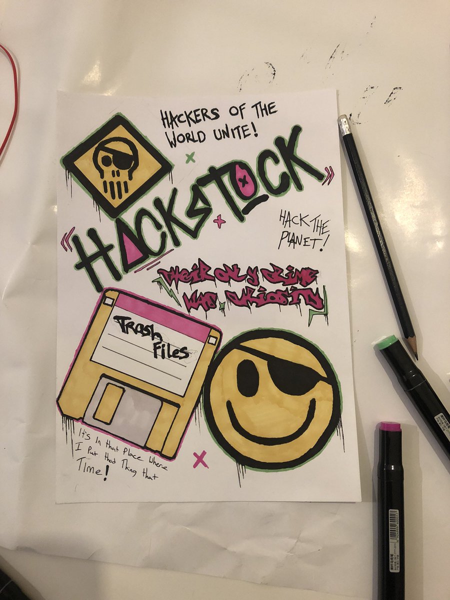 HuskyByte's tweet photo. Wall art of my favourite film in the whole world! HACK THE PLANET!! #hackers #hacktheplanet #movie #hackersmovie #hackstock #art https://t.co/EUKuxLtArN