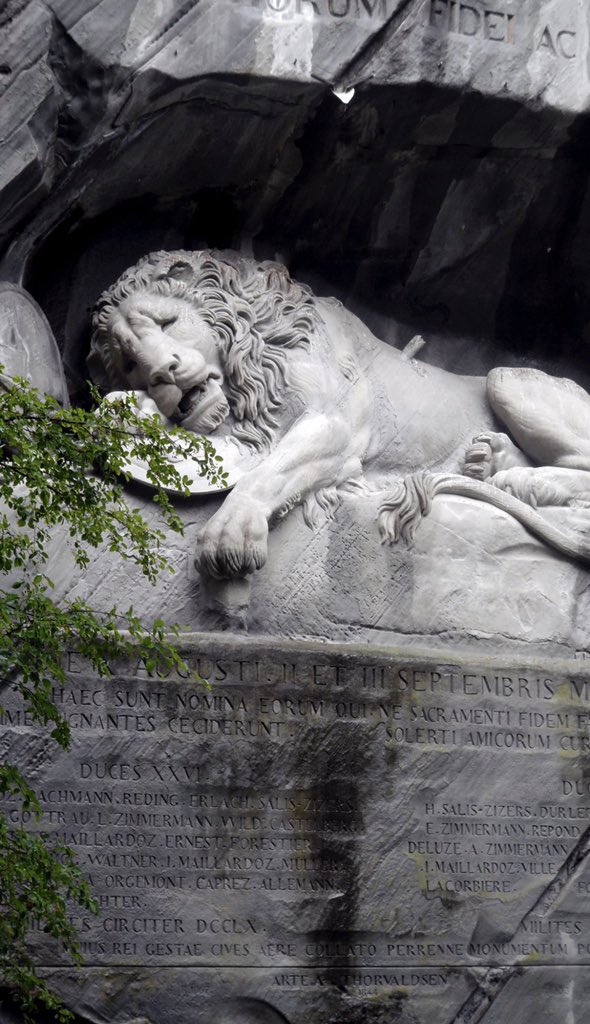 AcademiaAesthe1's tweet photo. The Lion Monument is a rock relief in Lucerne, Switzerland, designed by Bertel Thorvaldsen. https://t.co/rfuzCLnzGm