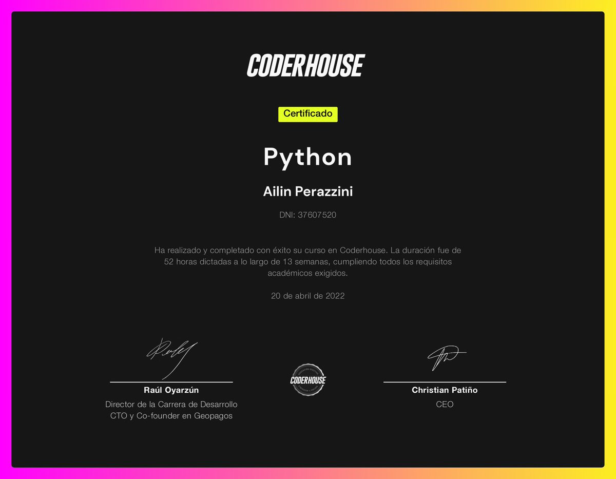 AilinPerazzini's tweet image. Metiéndome en un mundo completamente distinto al contable, rompiendo estructuras personales. Se logró, con mucho esfuerzo y dedicación 🚀 #python #coderhouse @coderhouse