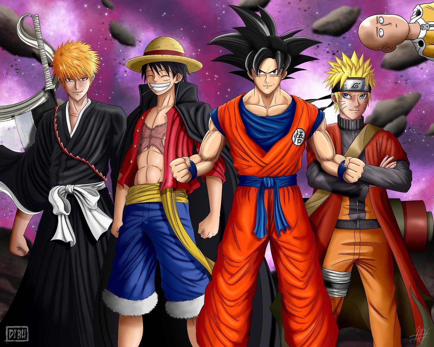 DibujÓnico ® On Twitter Son Goku Luffy Naruto E Ichigo Los Tres