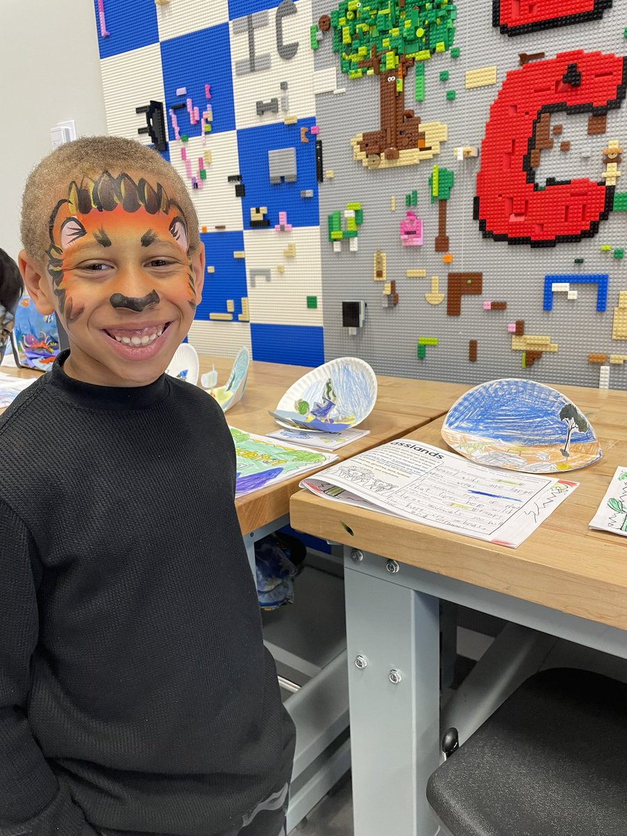 MissCarrGrade1's tweet photo. First Grade had the BEST day today! We ended our unit on Habitats with face paint and a habitat exhibit in the Makerspace.  #ic2122 #icallthetime https://t.co/Z8hHD2r80a