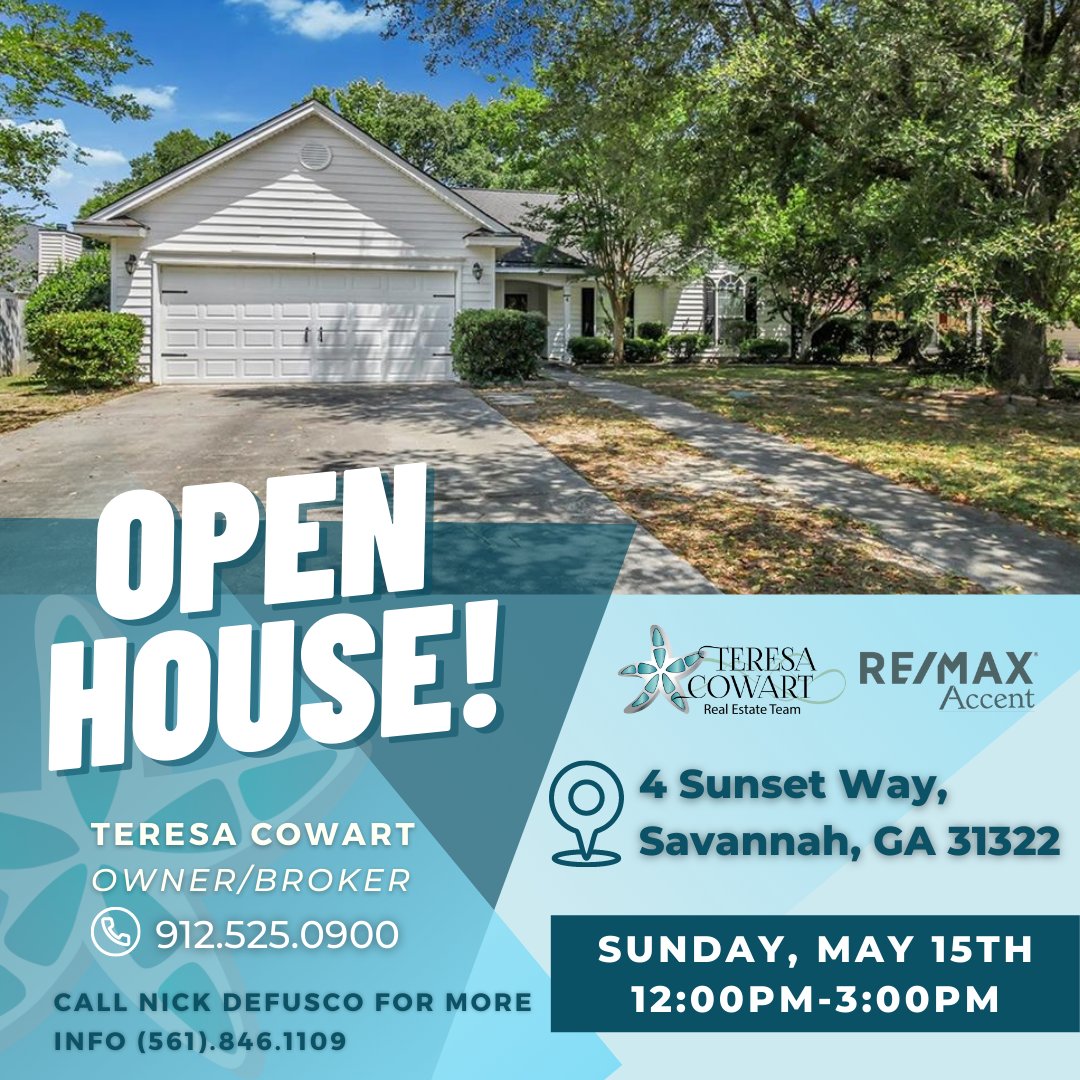 OPEN HOUSE ALERT🏡🚨⁠⁠
⁠⁠
Don't miss your opportunity to check out the inside of this beautiful listing this weekend! It will not be on the market for long!⁠⁠
⁠⁠
Interested? Contact Us TODAY! 
☎️ (912)-525-0900