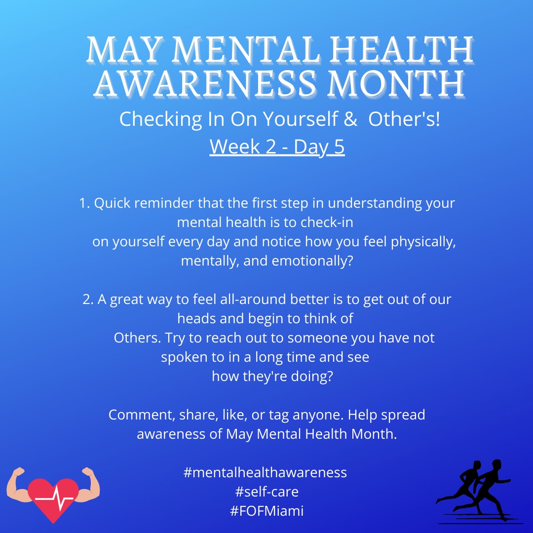FOFMiami's tweet photo. Good afternoon!!! Its Friday!! 😁
Always reach out to loved ones, and find out a way to work together to stay in a positive mindset to help each other during whatever situation you might be going through! YOU ARE NOT ALONE!!
💻 https://t.co/lromtMNumt 
#maymentalhealthawareness https://t.co/EjKPwNNnGp