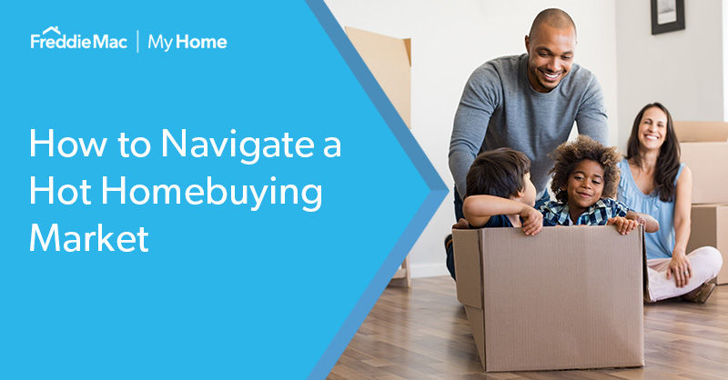 FreddieMac's tweet photo. Despite #homedemand slowing down, Freddie Mac projects home purchases to increase through 2023. Here are some things #homebuyers can do to navigate a hot market.