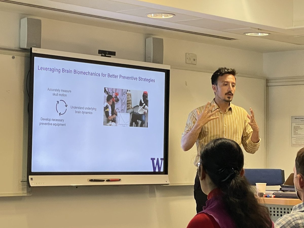 absudabsu's tweet photo. Great to see Dr. Mehmet Kurt of @KurtLabResearch present at @UniofOxford on his research and vision for quantifying brain damage, improving diagnosis, and studying development of the human brain with neuromechanics and multimodal imaging! Fantastic talk Mehmet, exciting vision!🚀 https://t.co/aNMIC54YhW