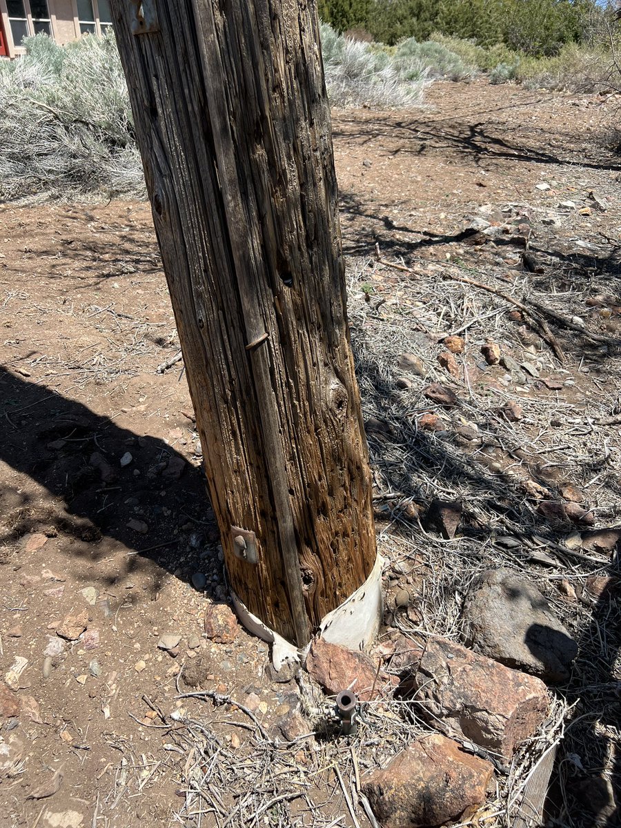 Hey <a href="/NVEnergy/">NV Energy</a> I reported Sun 5/8. This pole leans approx 30 degrees from vertical towards my home. Primary wire to home drooping in yard now. Let’s take care of this #hazard before serious #accident or #injury . Your CS has been stellar on the phone, but we need action.