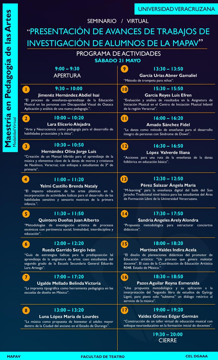MapavUv's tweet image. Seminario virtual: PRESENTACIÓN DE AVANCES DE LOS TRABAJOS DE INVESTIGACIÓN DE ALUMNOS DE LA MAPAV.

Fecha: Sábado 21 de Mayo de 2022
Hora: 9:00 am a 8:00 pm

1.- Realiza tu registro sin costo: forms.office.com/r/NFsJNzPGGq