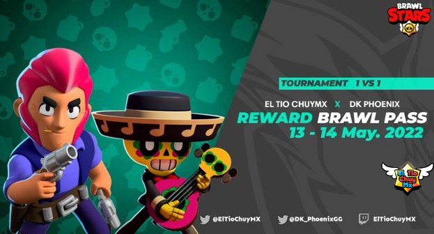 Hoy Torneo 1vs1 Brawl Stars
7:00pm Hora Mexico 
twitch.tv/eltiochuymx