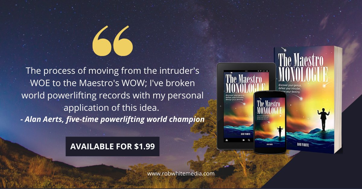 #MaestroMonologueContest

Increase your personal development and start discovering and mastering yourself with Rob White's psychological novel, The Maestro Monologue.

Read it now for only $1.99 on Amazon!
amazon.com/dp/B098J78GD2/