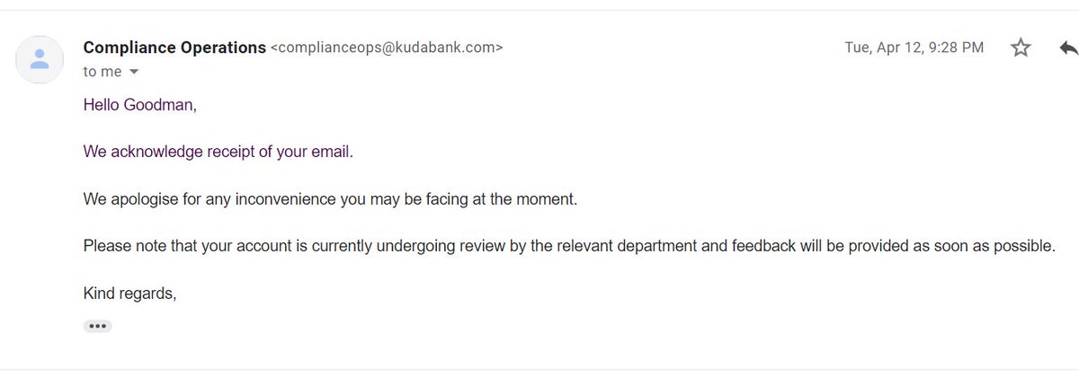 g_ohiole's tweet photo. I do not know how uncomprehensive an unadulterated pdf bank statement could be.
I immediately responded with the reason I sent the statement in the first place just to make things clear.
I got this response from compliance after I sent in another bank statement https://t.co/Qh9sy1udHP