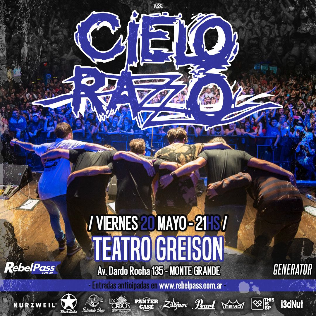 Cielo_Razzo's tweet photo. 💣 Volvemos a Monte Grande! 🤘🏻🔥
🗓 Viernes 20 de mayo, 21 hs. @GreisonTeatro (Av. Dardo Rocha 135).
🎫 Entradas anticipadas en https://t.co/Hap7AlSPfc 📲💻
@NarvyCRZZ @chelovizzarri
#CieloRazzo #Crzz #Show #ManijaCrzz #Greison #MonteGrande https://t.co/NYVlEv9M9A