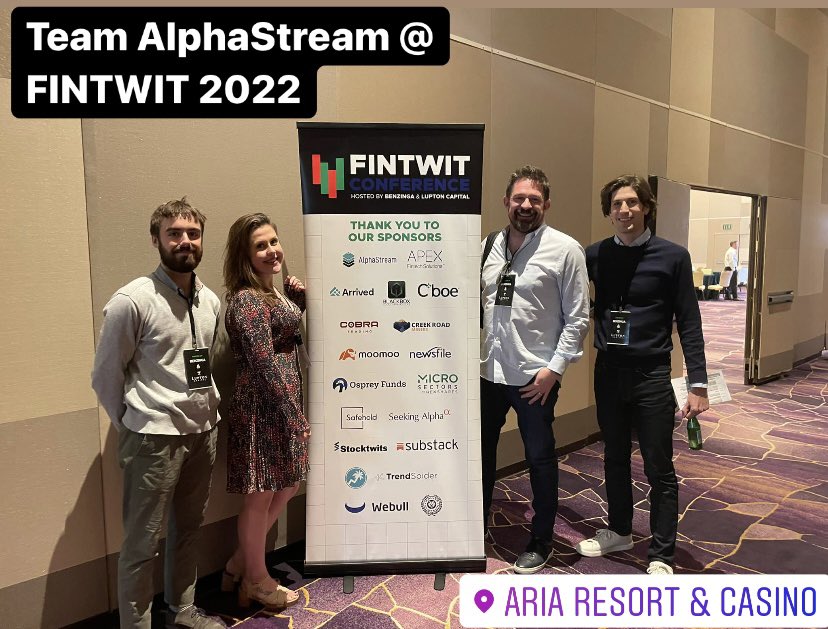 alphaStream_io's tweet photo. Team AlphaStream at @FinTwitConf- having a great day listening to some very insightful key speakers so far. @Benzinga @LuptonCapital https://t.co/kWXVwl2iG4