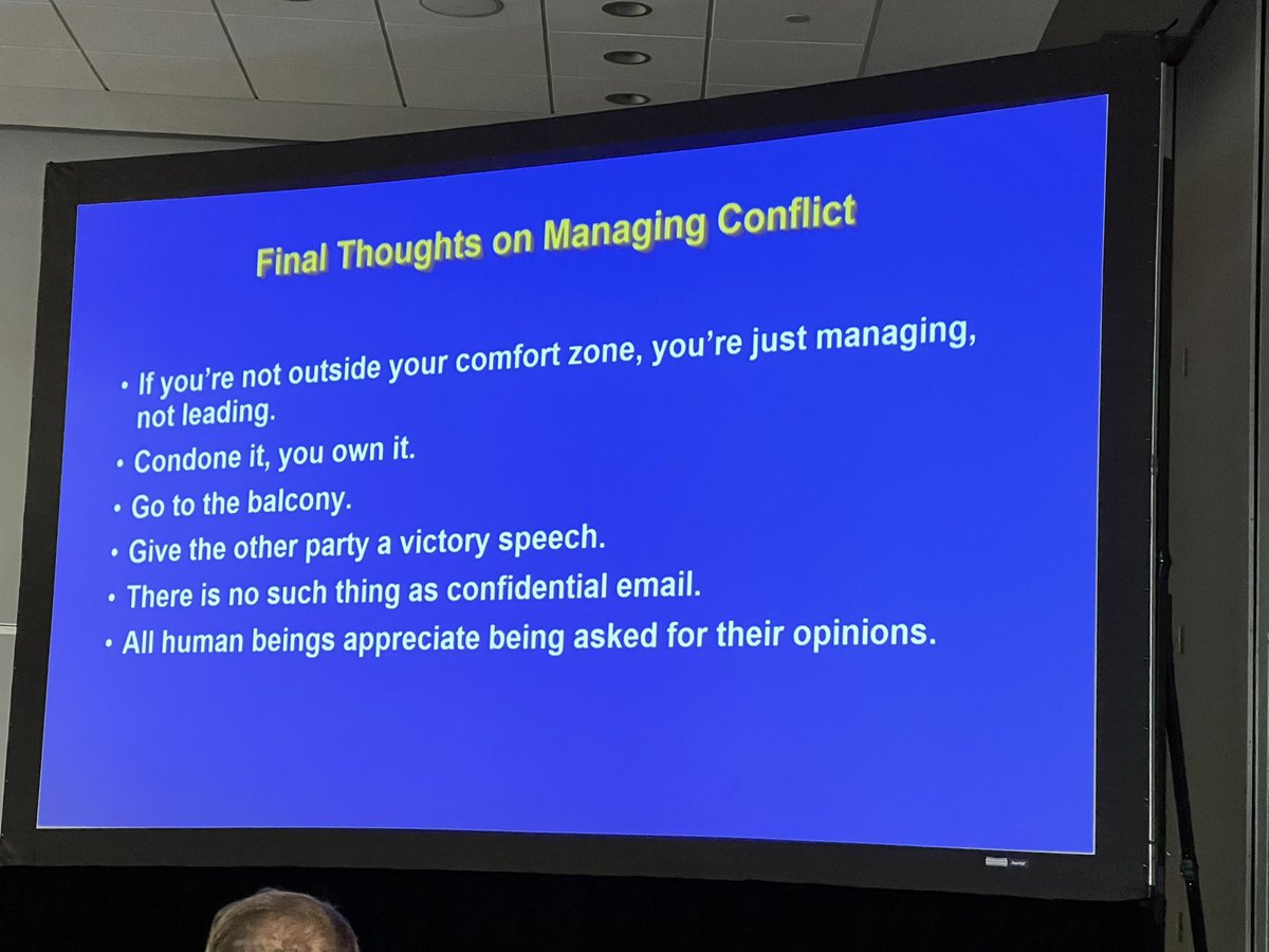 SushmaCribbs's tweet photo. @JamesBeck_MD discussing pearls on how to deal with professional conflict: 1. Go to the balcony (take a break when ur getting mad!) 2. Build a golden bridge 3. Use their power to educate and 4. What is your BATNA? @atsearlycareer #negotiatingforsuccess #ats2022 https://t.co/wX1kVRhkT1