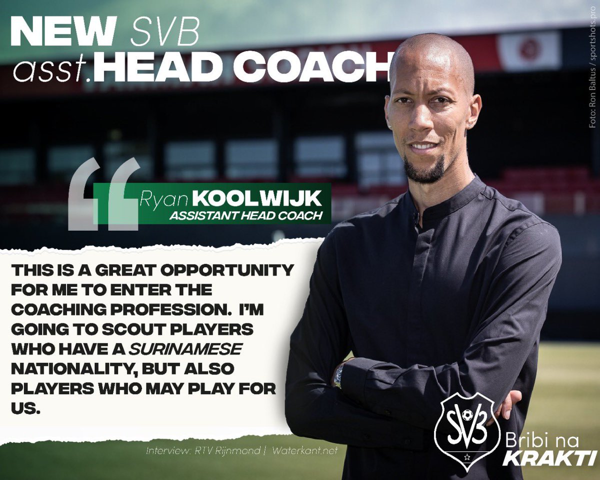 OfficialSVB1920's tweet photo. Welcome to the technical staff, Ryan 🤝

Ryan Koolwijk retires as a professional football player and will join us as an assistant coach! We congratulate him on a beautiful career and we can’t wait to see him shine in his new role✨

#RyanKoolwijk #BribiNaKrakti https://t.co/h8haBqJpBx