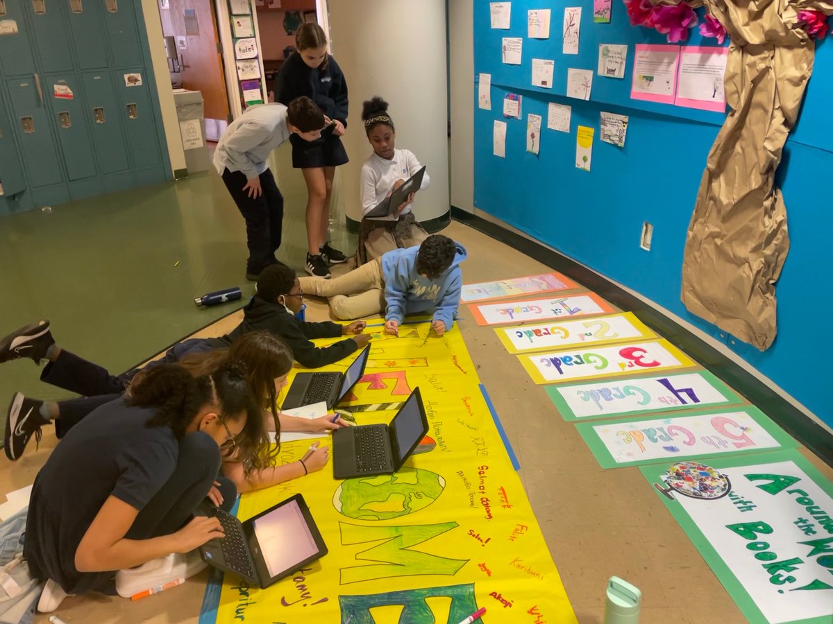 Leman_Gr5's tweet photo. Student Council putting on the finishing touches on some decor for our International “not food” Festival! #globalcitizen #diversity #inclusion https://t.co/1YwdEA8yLX