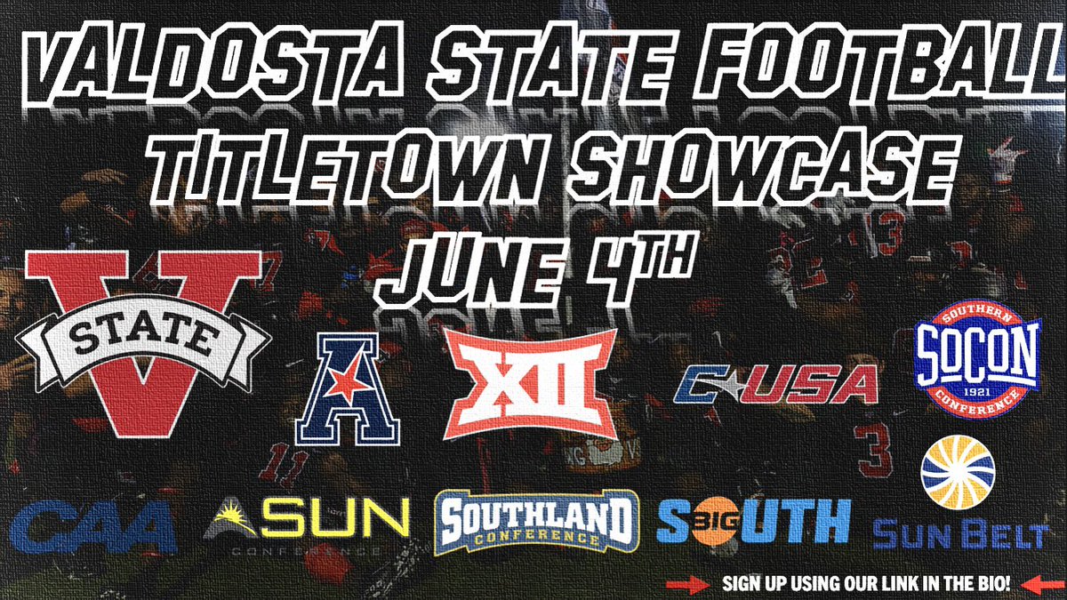 VState_Football's tweet photo. 🔥🔥🔥 If you are a 2023 and want a chance to earn a scholarship from the 4x National Champion Valdosta State University Blazers... then you need to cancel anything you had going on June 4th and come to TITLETOWN, USA!! Come be a #DOG ➡️https://t.co/JgNJoxZrbI https://t.co/ueK7dckl1Q