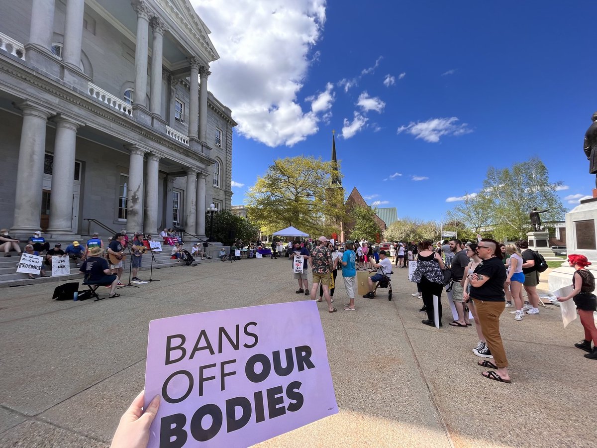 NHDems's tweet photo. The anti-choice agenda of @GovChrisSununu and the @NHGOP is out of touch with Granite Staters. 

We demand reproductive health care, abortion rights, and elected officials who are going to protect them. #NHPolitics https://t.co/ns9WGHK37d