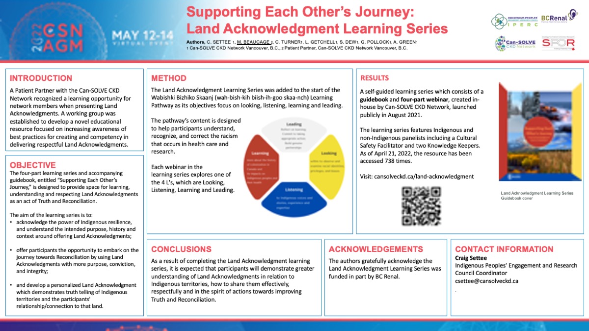 cansolveckd's tweet photo. Check out the Land Acknowledgment e-poster at #CSNAGM! Mary Beaucage @kidneygirl303 will be available to answer any questions on this important work in understanding #landacknowledgments as an act of #truthandreconciliation
Access free resource here: https://t.co/7CDZ2RRXcE https://t.co/SJ5cNxOePd