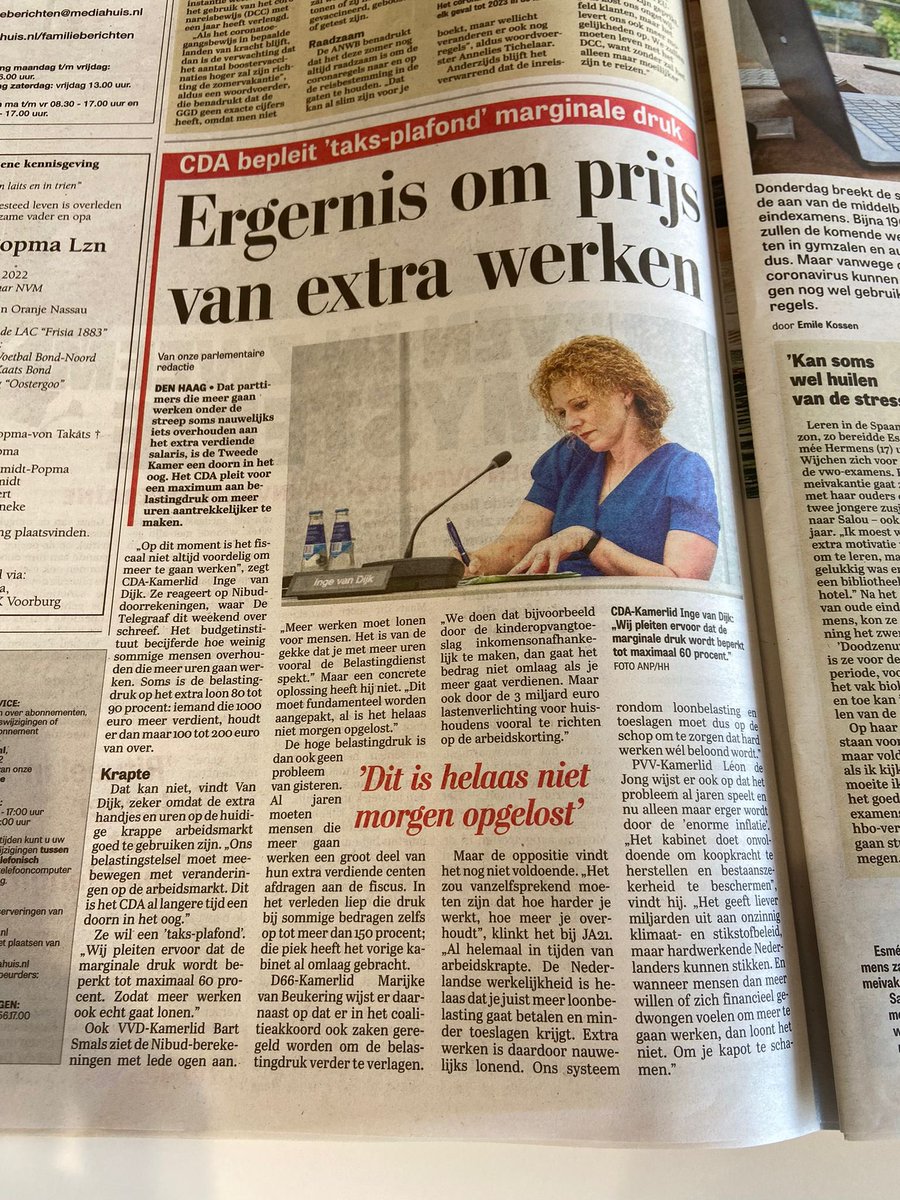 Meer werken moet ook gewoon lonen! 
Collega <a href="/i_dijk/">Inge van Dijk</a> gaf afgelopen week daarvoor concrete richting aan. 
Belangrijke inzet, ook als onderdeel maatregelen voor meer bestaanszekerheid ⤵️🍀