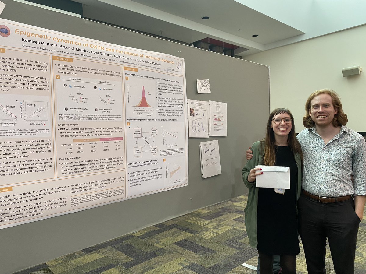 Congrats to @kathleen_krol and Andrew Graves for winning best poster <a href="/UVA_PFN/">UVA Neuroscience</a> retreat!