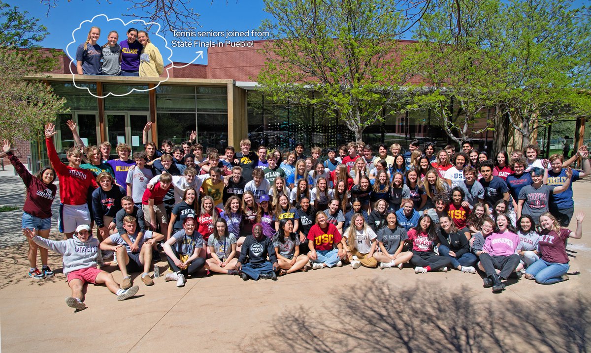 KDSsundevil's tweet photo. The Centennial class of Kent Denver. 👏👏

Glad we could get our seniors together for a group photo on College T-shirt day—even our tennis stars who were in Pueblo for the state tournament! 😂

#definitelynotphotoshopped😆 #ClassOf2022 #KentDenver #KDS100

📸 Carol MacKay https://t.co/uWQKDHMfM3