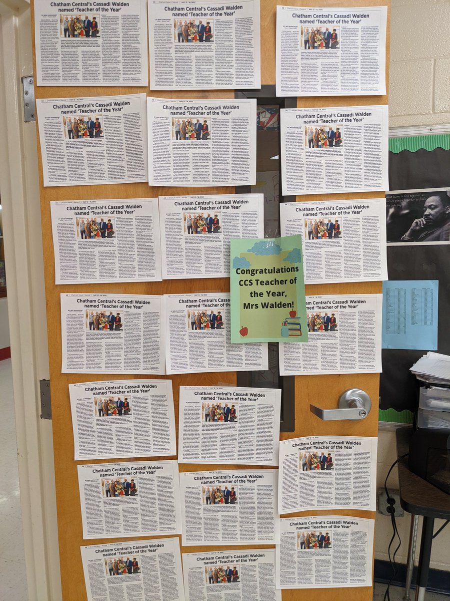 kinghistorycchs's tweet photo. MIGHT have gone a bit overboard @ChathamCentral w our "surprise" wallpapering of Mrs Walden's classroom! Boy, WAS she surprised! 😯 @ChathamNR all the way #CCSTOY https://t.co/we5aWHuWby