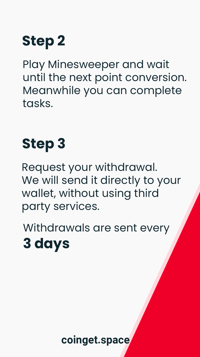 coinget_space's tweet photo. Everything else has not been changed. You will still receive your cryptocurrencies on our daily conversion. 
Withdrawals will be sent directly to your wallet, without using third party services, every 3 days. https://t.co/3ohoPBrLbO