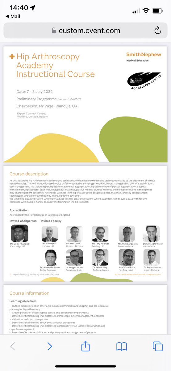 Such an honour and amazing opportunity to be invited to this <a href="/SmithNephewPLC/">Smith+Nephew</a> hip scope course. Can’t wait to bring back the knowledge to Wessex <a href="/SalisburyNHS/">Salisbury Hospital</a> <a href="/CambridgeHipDoc/">Vikas Khanduja</a> <a href="/BritishHip/">British Hip Society</a> <a href="/ISHASociety/">ISHA</a>
