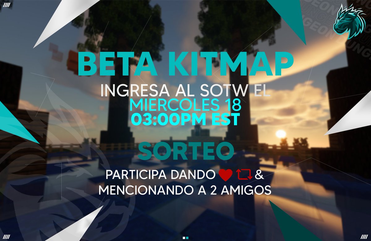 DungeonRIP's tweet photo. 🔵Presentamos nuestra PRIMERA BETA de Kitmap a publico abierto, te la perderías?

🎁PREMIOS DEL SORTEO💙
» x2 Dilong Rank
» x3 Hydra Rank
» x1 $10 Giftcard

HEY! puedes encontrar mas información de le beta y también un SORTEO ACTIVO en nuestro
DISCORD🔹  https://t.co/vBUfb4bjXc https://t.co/HBk9gOBpEG