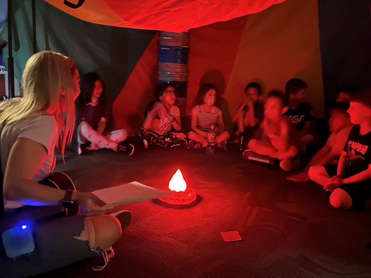 mrsmainmusic's tweet photo. Camp Main is open and rockin’ in the music room! We sang camp songs (practicing call and response, echoing, &amp; more!) and heard not-so-spooky stories in our parachute tent. Open all next week to maximize the learning fun! #studentengagement #big3 #opsmomentsthatmatter @RocketsRR https://t.co/cHJIa8YHwq