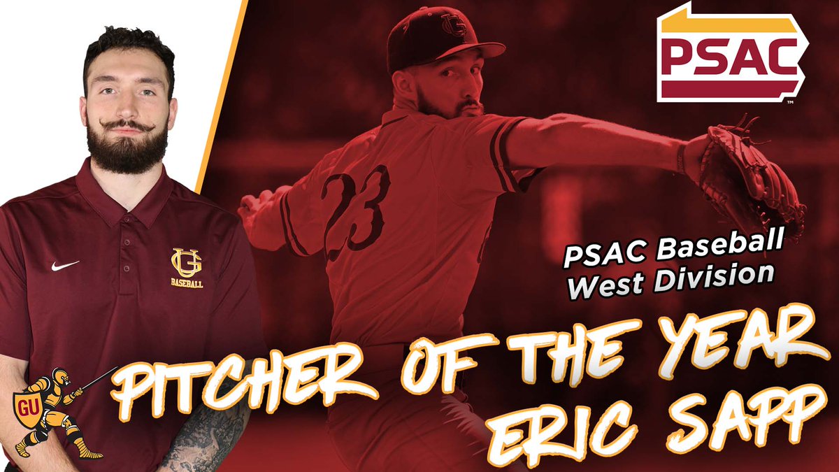 GUKnights's tweet photo. The honors begin to accumulate for @GannonBaseball... a trio of players were named All-PSAC today, including Eric Sapp, a member of the West Division First Team and also the West's Pitcher of the Year after a 9-0 record, 2.47 ERA, six complete games, and 92 strikeouts! https://t.co/pOAx8Kv5jU