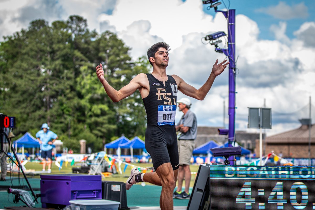 FSU_Track's tweet photo. RILEY. OTT.‼️

He runs a personal best 4:40.21 to secure a third-place finish in the decathlon with a personal best best score of 7105🍢

#OneTribe https://t.co/BW0yR2Jtke