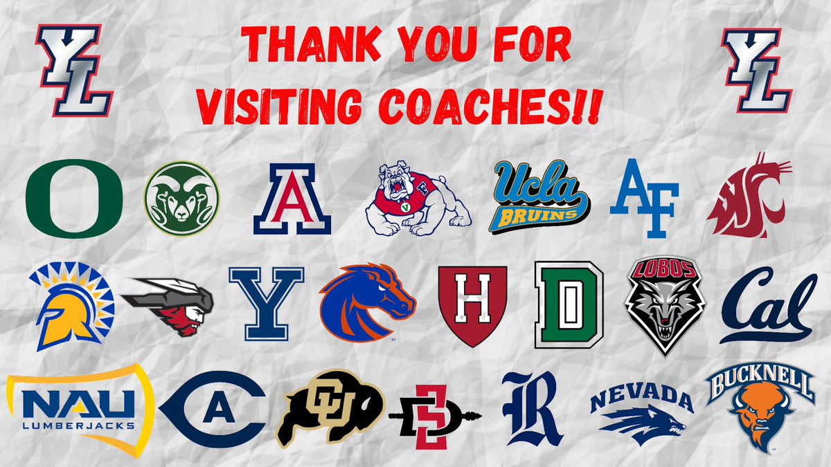 ylhsfootball's tweet photo. Thank you to the college coaches who have taken the time to come meet with our coaches &amp; players the past few weeks! Spring ball starts next week, feel free to keep coming out! @coachbailey_yl @coachdomen_yl @ylaed11 @YLHSathletics @ocvarsity https://t.co/v4pDIi7i6g