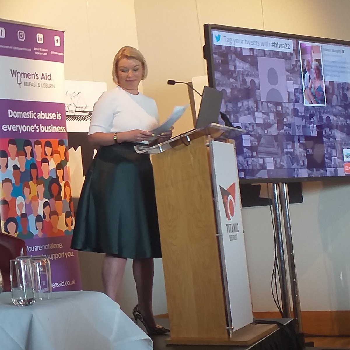 KarenDouglas_NI's tweet photo. Powerful presentations from a variety of speakers @WomensaidBelLis Conference "Opening Doors, Opening Minds" today complemented by music from Brigid O'Neill. Thankyou @kellyandrews149 CEO & Team 👏👏👏 #BLWA 💜
#DomesticAbuseIsEveryonesBusiness #ReachOut #YouAreNotAlone https://t.co/DFPCuU6LWP