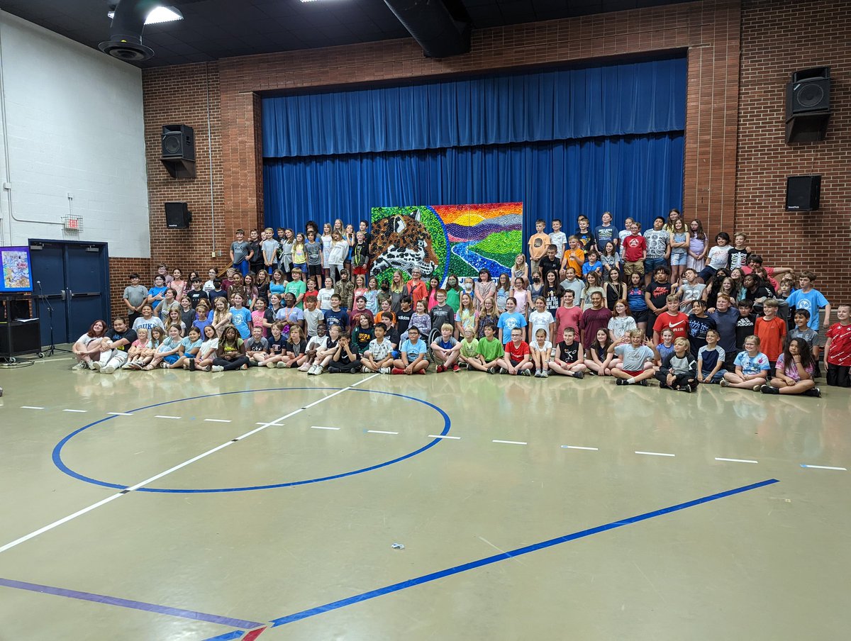Look what we got to unveil <a href="/KCS_Jefferson/">Jefferson Elementary</a> today! Thank you to our PTO for bringing Artist in Residence, Dee Kimbril, to us! Far exceeded expectations! 65,000 bottle caps collected!
