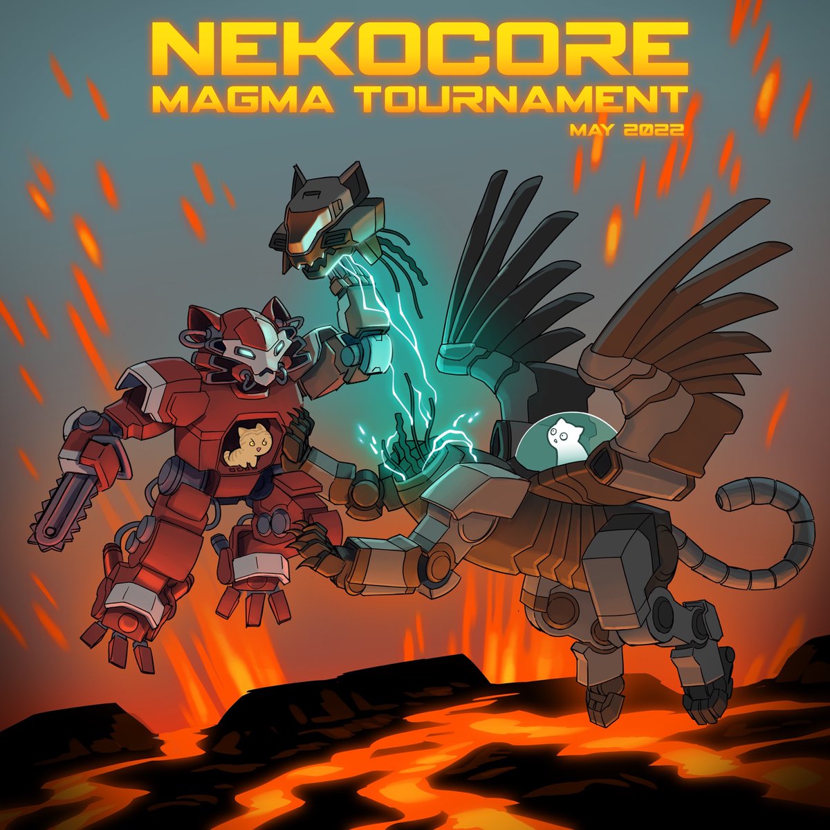 NekoCoreNFT's tweet photo. With the sound of the first eruption, the Magma Tournament of Power has begun! 🔥🔥🔥

https://t.co/Ik7TIhta1Q

The first round of 5v5 team battles start this Sunday the 15th at 12pm EST

Let the #NekoCore Decamillennium celebration begin! 🦾⚔️👊

#NFTgame #NFTs https://t.co/RMOESMPam7