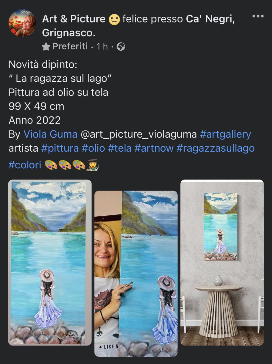 guma_viola's tweet photo. Novità dipinto: 
“ La ragazza sul lago” 
Pittura ad olio su tela 
99 X 49 cm 
Anno 2022
By Viola Guma @art_picture_violaguma #artgallery artista #pittura #olio #tela #artnow #ragazzasullago #colori 🎨🎨🎨👩‍🎨 https://t.co/Jf3wkzl0nK
