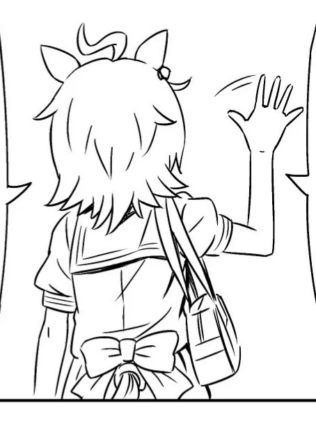昨夜はタキオンの後ろ頭まで描きました 