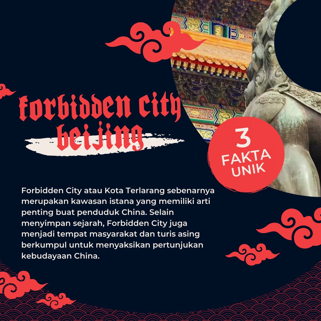 MandarinUnesa's tweet photo. [MANDARIN UNIQUE]

大家好！🏯🏯
(3 Fakta Unik Forbidden City)

朋友们 pastinya udah pada tau dong tentang Forbidden City. Nah kali ini kita akan membahas 3 fakta uniknya.
__________________
Departemen Media
Kabinet Meraki
HMJ Bahasa Dan Sastra Mandarin
Universitas Negeri Surabaya https://t.co/U1Rw6beXc7