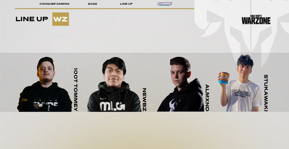 🚨 HERE IT IS 🚨

Team International! 

⚡️ <a href="/Tommey/">Tommey</a> 
⚡️ <a href="/TBE_Newbzz/">VP Newbz</a> 
⚡️ <a href="/Almxnd_/">.</a> 
⚡️ <a href="/Stukawaki/">Stu</a> 

Absolutely stoked to have these FOUR kings of Warzone battle it out amongst OCE’s best! Incredibly grateful of their support, incredibly excited to see what they do! 😍

#CnqrAll