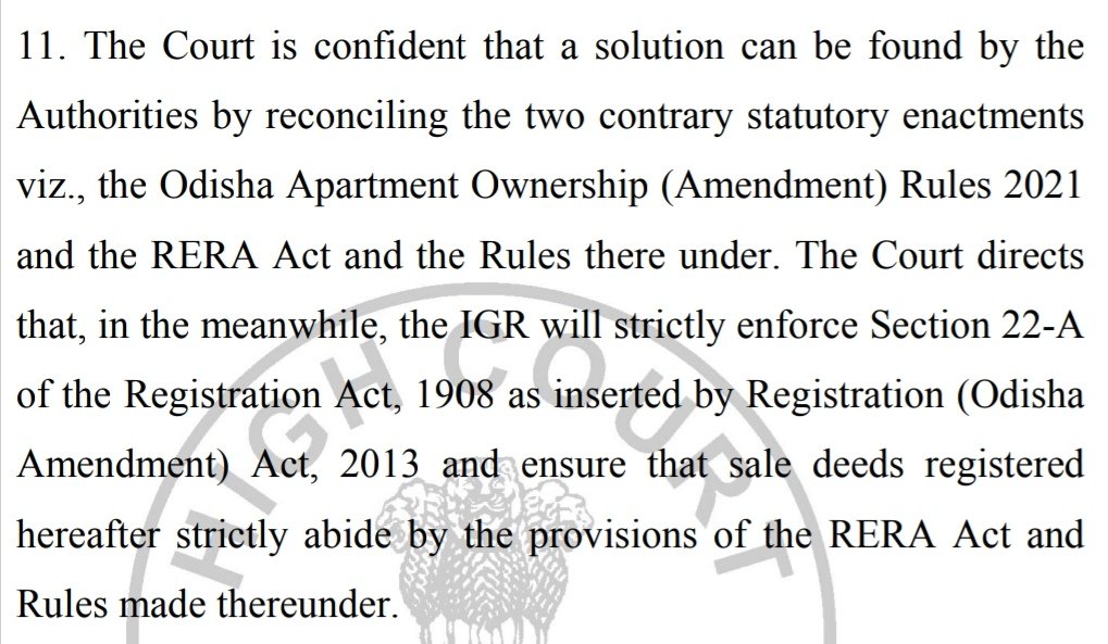 bpradhanodisha's tweet photo. Odisha HC stops all registration of sale deeds in the state of Odisha which contradicts RERA Act. #OccupanCycertificate, #ORERARegistration & #CommonAreas
@IgrOdisha @OdishaRera @HUDDeptOdisha exposed.
Govt. to ensure formation of ASSOCIATION OF ALLOTTEES.
@manishanataraj https://t.co/WHJALx6Y0Z