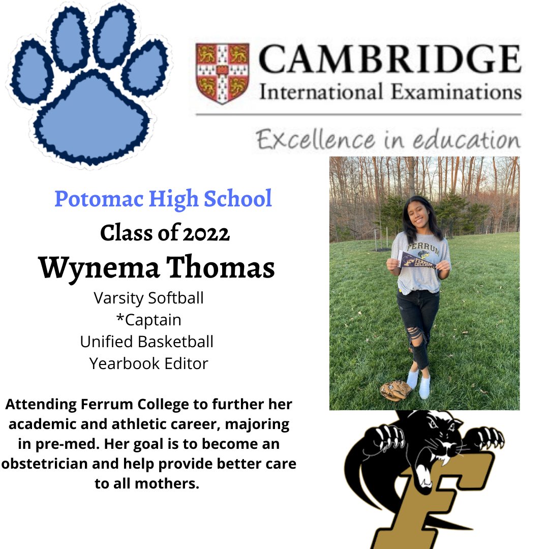 <a href="/Classof2022Pshs/">PSHS_Classof2022</a>  has another <a href="/CambridgeInt/">Cambridge International Education</a> Senior Highlight: <a href="/WynemaThomas/">Wynema Thomas 2022</a> who will remain a Panther <a href="/FerrumCollege/">Ferrum College</a> next fall! @PotomacPanther