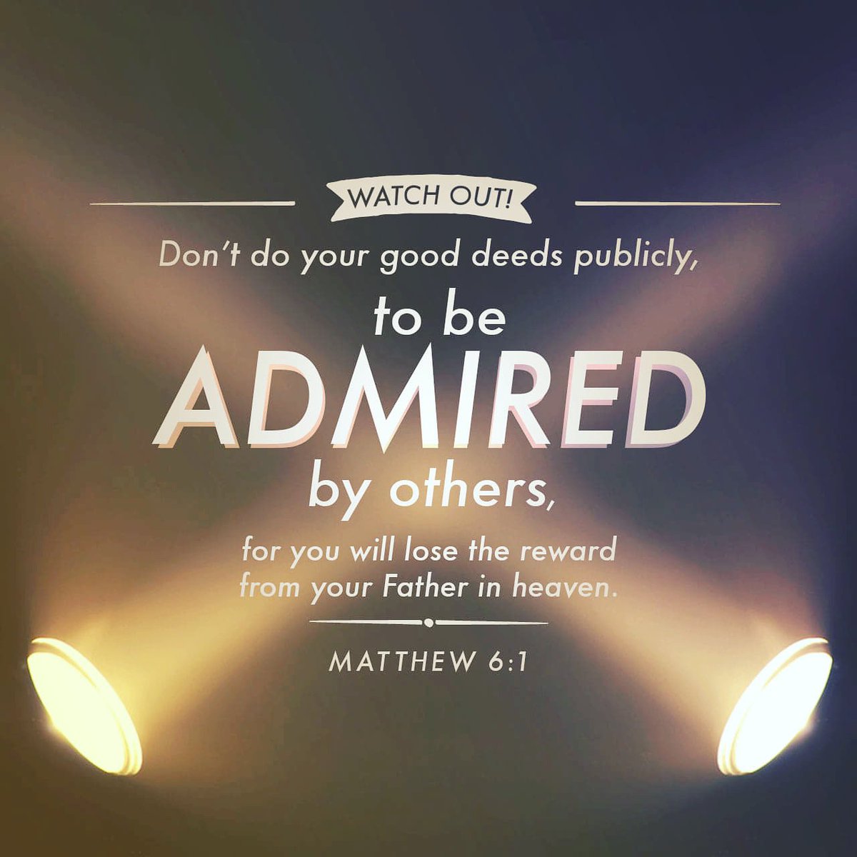 ItsMissYvette's tweet photo. “Be careful not to practice your righteousness in front of others to be seen by them. If you do, you will have no reward from your Father in heaven.”
Matthew 6:1 NIV

#Bible #Jesus #PraisetheLord #BibleStudy #dailydevotional #God #Godisgood #Blessed https://t.co/piLNJ3htyF