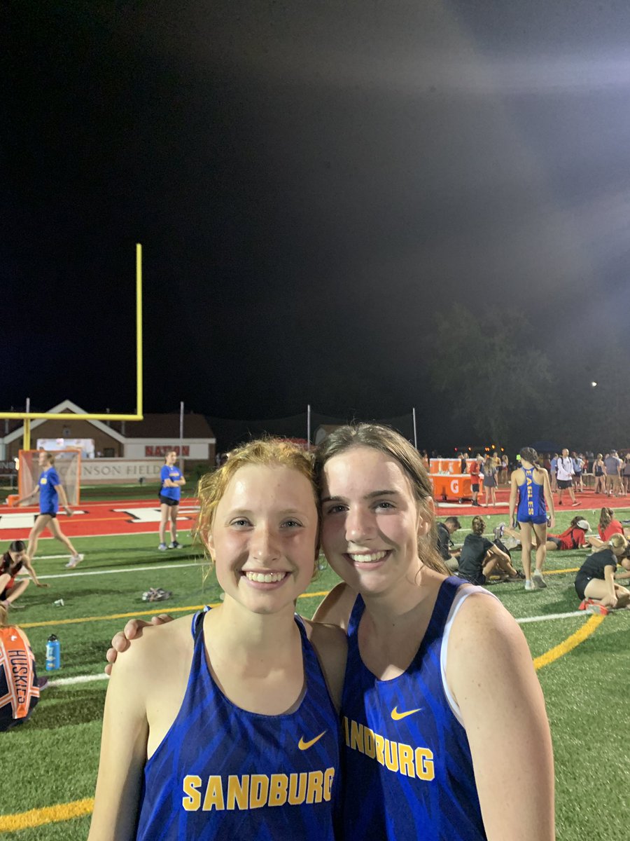 Nice finish to the season for the mile runners. Lily at 5:32 and Ava Giblin with a lifetime best of 5:22 and an 8th place finish.