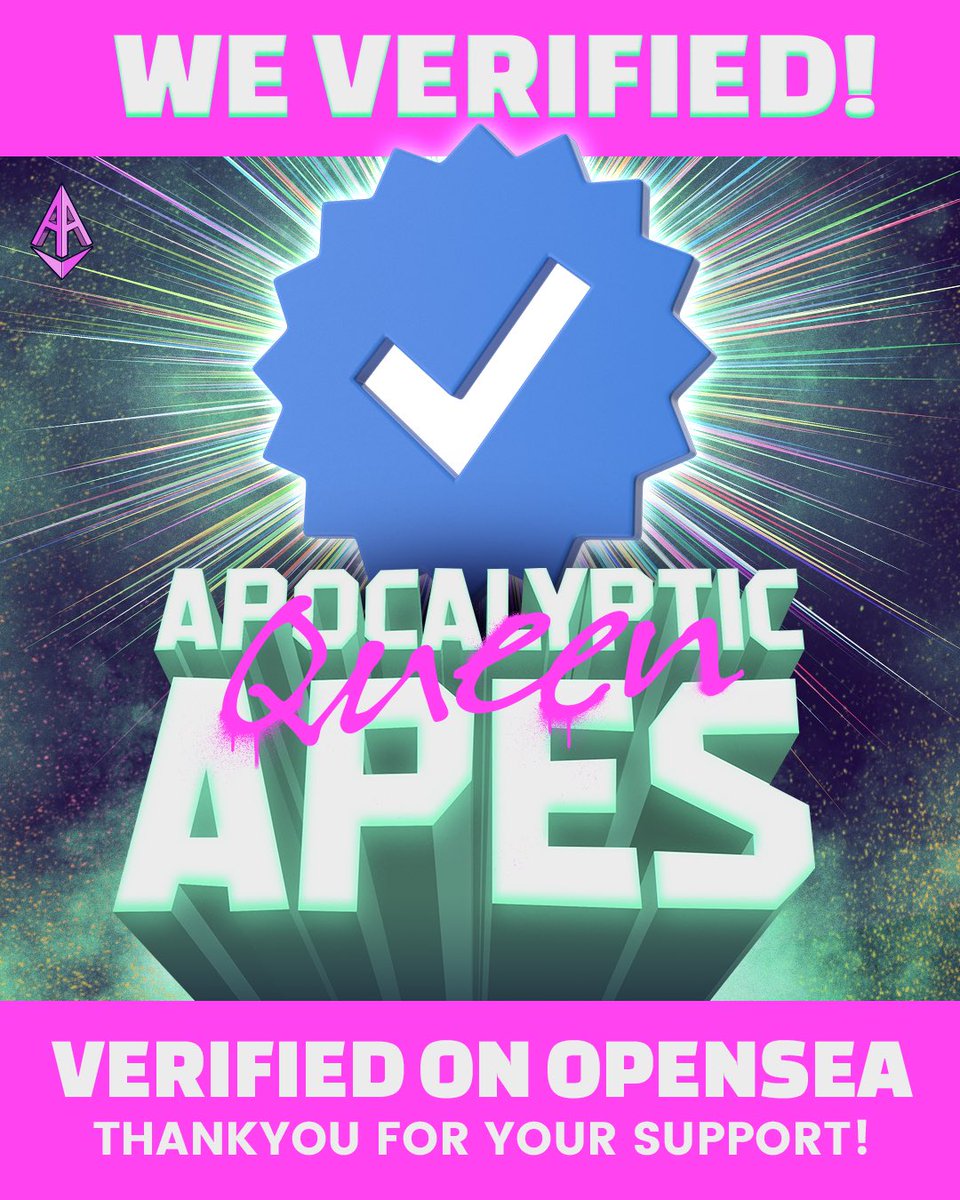 Guess what #AAPES fam!!? Our <a href="/apocalypticapes/">Apocalyptic Apes | 🦍</a> and <a href="/AAPEQueens/">Apocalyptic Queen Apes 👑🦍</a> are now officially #VERIFIED on <a href="/opensea/">OpenSea</a>
Thank you all so much for the continued belief and support! We love you! 👑🥳😘 #WEVERIFIED #nft #NFTCommunity #opensea #AAPEQUEENS #opensea