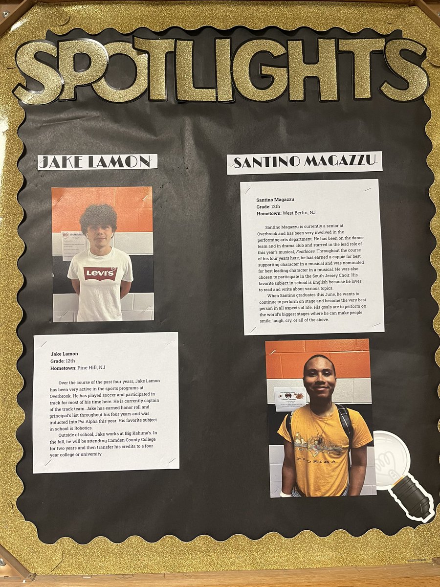 Congrats to our OHS spotlight winners for the month of April: Chaise Burke, Samantha Green, Jake Lamon, and Santino Magazzu 🤩@OverbrookRAMS
