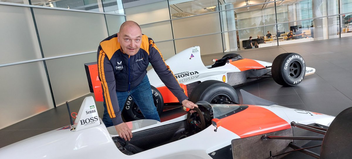 dburgersdijk's tweet photo. Thank you @McLarenF1 for this special moment yesterday in my F1 life when i got to visit and touch my hero Ayrton Senna's car, with my friend of the @McLarenNLFans Your factory is motorsport history and for me holy ground. #FearlessForward #FansLikeOnOther still get believe it 🧡 https://t.co/Xa1ey1P6GB
